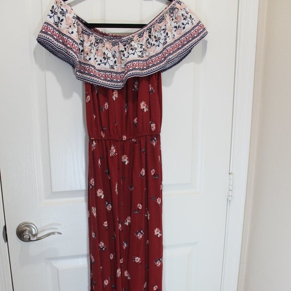 BOHO FLORAL OFF SHOULDER MAXI DRESS size S Small - Picture 5 of 9